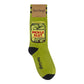 Mellow Monkey Pickle Slut novelty socks in pale green with a pickle jar illustration and funny text on the cuff.