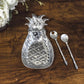 Beatriz Ball GARDEN Pineapple silver chip and dip serving bowl with two serving spoons. Made of aluminum.