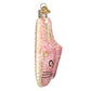 Mellow Monkey pink glitter blown glass cat lady slipper holiday ornament