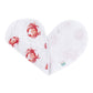 Mellow Monkey pink crab print 2-in-1 bamboo and cotton muslin baby burp cloth and snap bib