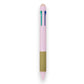 Mellow Monkey retractable multicolor erasable pen in light pink with a comfortable olive green ergonomic grip