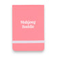 Mellow Monkey pink leatherette pocket journal with Mahjong Baddie embossed in white text and a white elastic band.