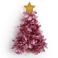 Mellow Monkey 12-foot metallic pink holly leaf tinsel garland coiled for display on a white background