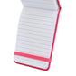 Mellow Monkey pink leatherette pocket journal with lined pages and an elastic closure band