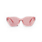 Mellow Monkey Pretty In Paradise pink translucent cat-eye sunglasses with UV protected lenses.