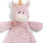 Mellow Monkey Wendy Unicorn Rattle Blankie, soft pink plush with cream accents, 13-inch, for nursery comfort and security.