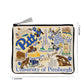 Mellow Monkey University of Pittsburgh woven zip pouch with campus landmarks, mascots, and school colors. Measures 7x5.5 inches.