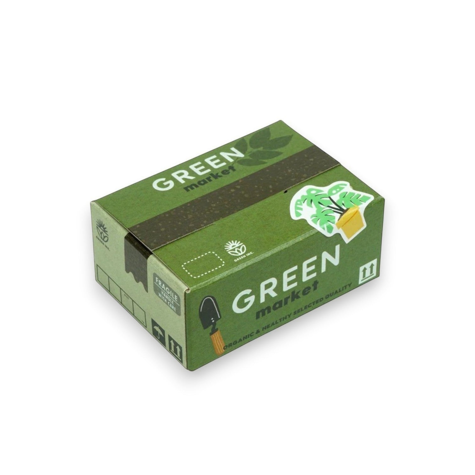 Mellow Monkey Plant Market Boxed Hologram Stickers, green cardboard box with plant graphics, 2.4 x 1 x 1.7 inches