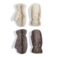 Mellow Monkey Polar Plush mittens in grey and winter white with a tonal chevron pattern and soft fleece lining.