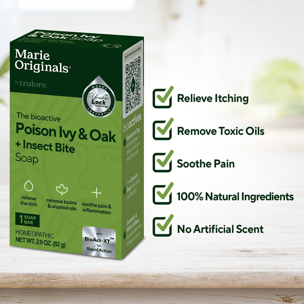Mellow Monkey Poison Ivy and Oak natural anti-itch soap bar packaging with key benefits and ingredient highlights