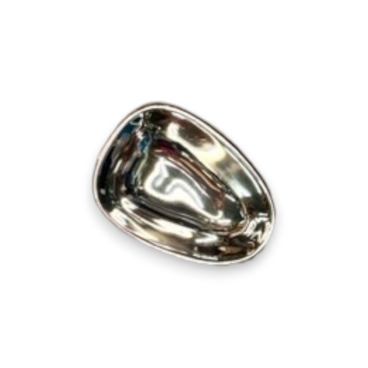Mellow Monkey set of four polished nickel alloy condiment bowls in unique organic shapes for dips and sauces.