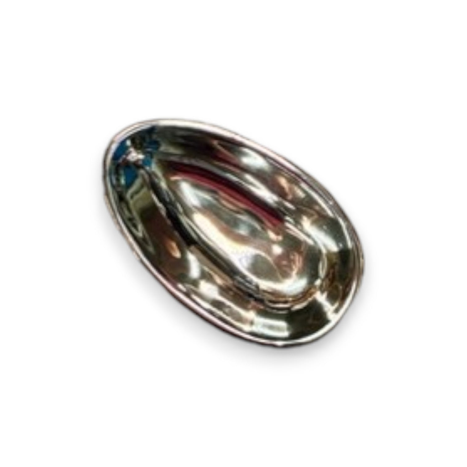 Mellow Monkey set of four polished nickel alloy condiment bowls in unique organic shapes for dips and sauces.