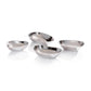 Mellow Monkey set of four polished nickel alloy condiment bowls with unique organic shapes for dips and sauces.