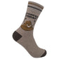 Mellow Monkey light brown crew socks featuring a cartoon poop character and the text I Pooped Today