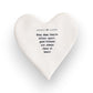 Mellow Monkey white porcelain heart-shaped coaster with black text about friendship and miles apart