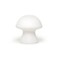 Mellow Monkey small white porcelain mushroom-shaped LED light that emits a soft, diffuse glow.