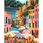 Mellow Monkey Flower Market Portofino paint by number kit featuring a colorful Italian coastal village scene.