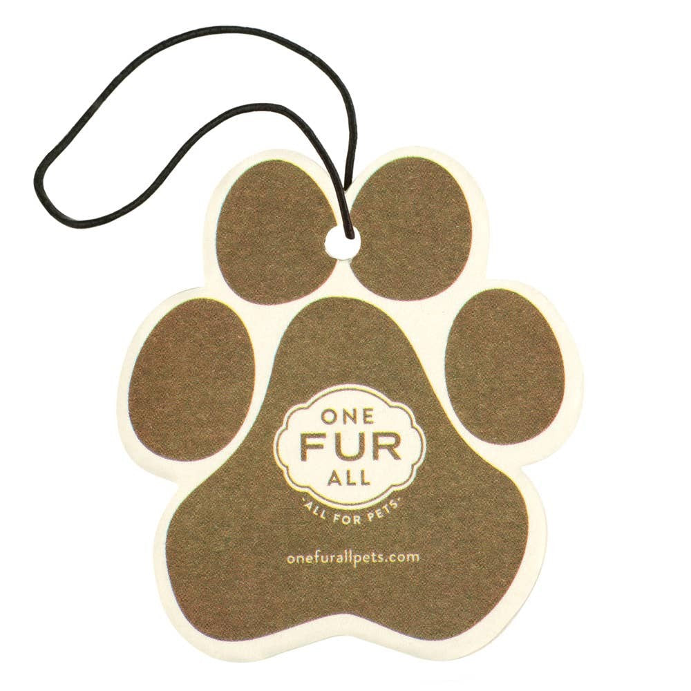 Mellow Monkey Pumpkin Spice paw-shaped car air freshener with odor neutralizer and hanging string