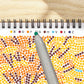 Mellow Monkey Pumpkins & Pastures FlowArt dot-by-letter activity pad with a marker and color-coded letter key.