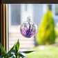 Mellow Monkey 4-inch purple and clear glass wish ball hanging suncatcher ornament in a window