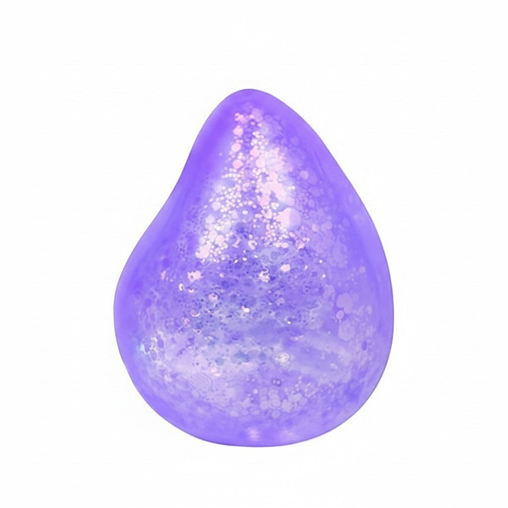Mellow Monkey purple glittery raindrop-shaped stress relief squishy fidget toy