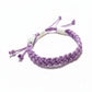 Mellow Monkey purple woven cotton nautical bracelet with adjustable sliding knot closure on white background