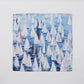 Mellow Monkey Race Day dinner napkins feature a painting of many sailboats on blue water. Set of 4 cotton napkins.