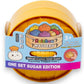 Mellow Monkey Rainbow Glitter Mystery Dumpling squishy toy in a yellow steamed bun container for fidget fun.