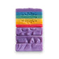 Mellow Monkey Love Rainbow Pride handmade bar soap, 4-oz, with mango, lemon, raspberry scents. Vegan, all-natural.