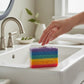 Mellow Monkey Love Rainbow Pride handmade bar soap, 4-oz, with purple, blue, green, yellow, and pink stripes.