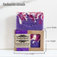 Mellow Monkey raspberry ginger ale handmade artisan soap bar in a kraft window box with purple and white swirl design