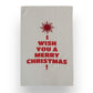 Mellow Monkey recycled microfibre tea towel in off-white with red I Wish You A Merry Christmas holiday print