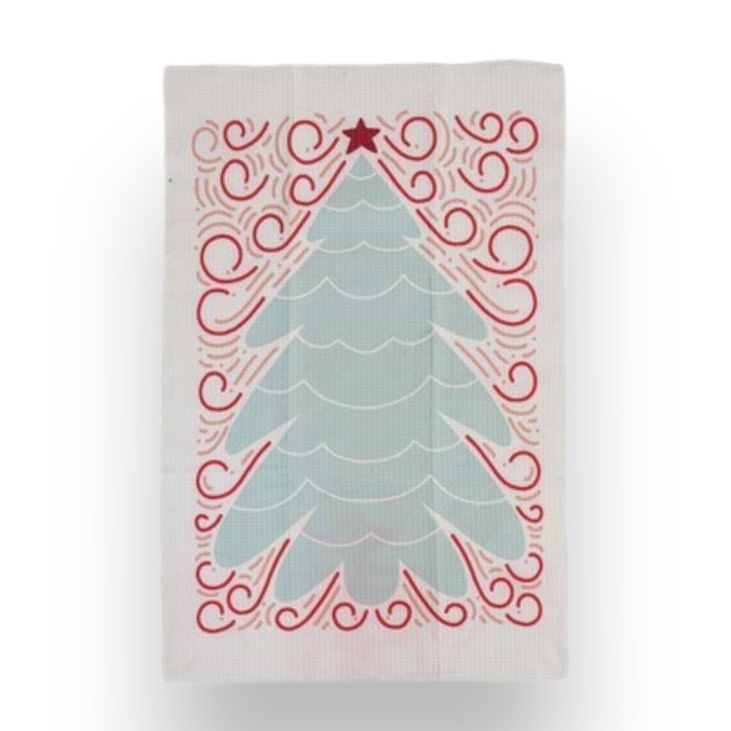 Mellow Monkey recycled microfibre tea towels featuring 12 festive holiday patterns in red, green, and neutral tones.