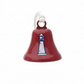 Mellow Monkey red steel Christmas bell ornament featuring a white lighthouse design with a white hanging cord