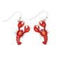 Mellow Monkey red enamel lobster drop earrings with silver-tone hooks, perfect for a coastal or beach-inspired look.