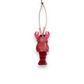 Mellow Monkey handcrafted red sea glass lobster ornaments with jute twine hangers for coastal holiday decor.