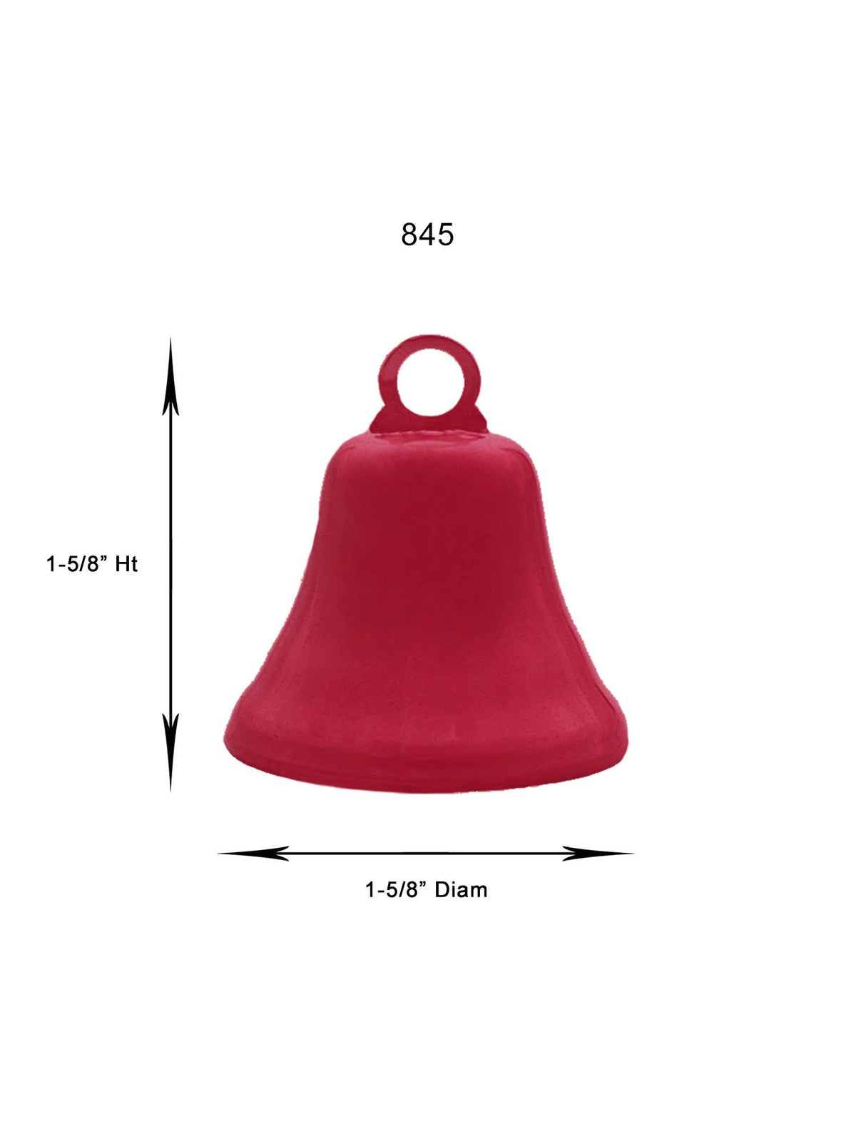 Mellow Monkey red steel coastal ornament bell with 1-5/8 inch height and diameter dimensions
