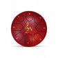 Mellow Monkey 6-inch red steel tongue drum with 8 notes and gold musical symbol for meditation and sound healing.