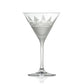 Mellow Monkey Regatta martini glass with sand-etched sailboat design and frosted base, 10-ounce capacity.