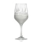 Mellow Monkey Regatta wine glass with sand-etched sailboat design and frosted base, 19.5-ounce capacity.