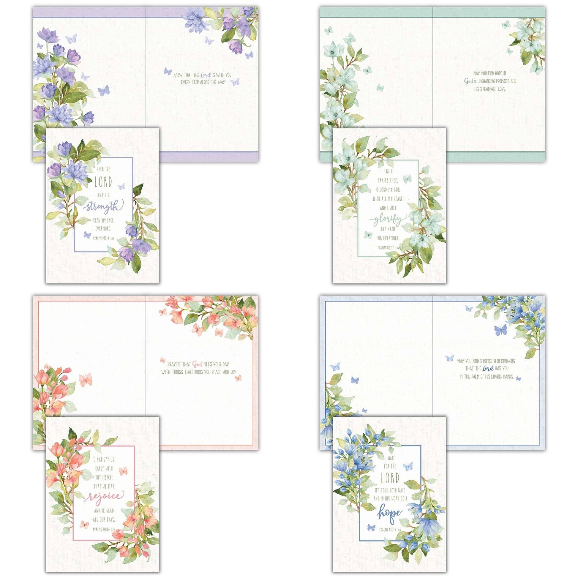 Mellow Monkey Bloom in Grace boxed religious encouragement cards with floral designs and KJV scripture verses.