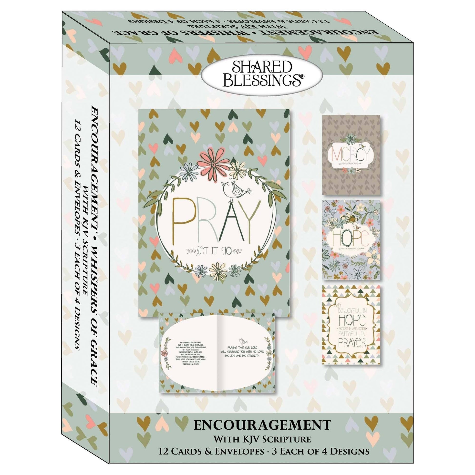 Mellow Monkey boxed set of 12 religious encouragement cards with floral designs and KJV scripture verses