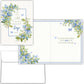 Mellow Monkey Bloom in Grace religious greeting cards featuring blue watercolor flowers and KJV scripture verses.