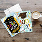 Mellow Monkey boxed set of colorful Christian graduation cards with inspirational scripture and festive designs.
