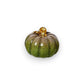 Mellow Monkey set of five hand-painted resin mini pumpkins in assorted autumn colors with glossy gold-tone stems.