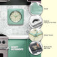 Mellow Monkey retro square pastel green wall clock with cream face and light blue metal hands. 9.25-in.