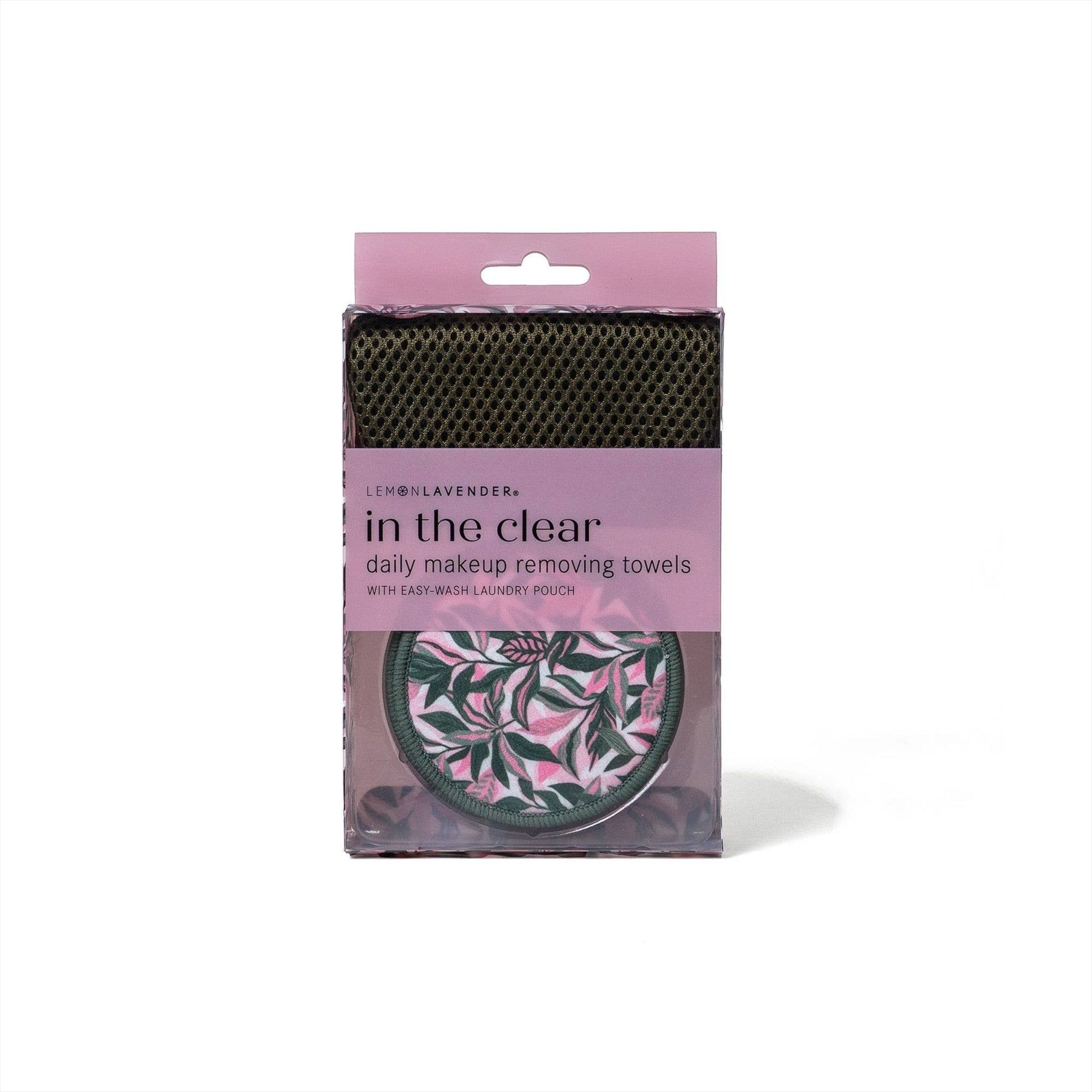 Mellow Monkey reusable makeup remover rounds with floral pattern and laundry pouch in packaging