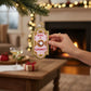 Mellow Monkey Ring for Drinks Old World Christmas blown glass ornament, pink with gold trim and a white button.