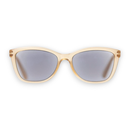 Mellow Monkey Riviera reading sunglasses with translucent frames and tinted lenses for outdoor reading.