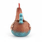 Mellow Monkey Wilbur the Rooster Blobhouse Planter, handcrafted poly-resin, terracotta and blue, for small plants.